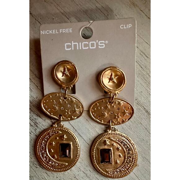 Chicos New Old Stock Gold clip Earrings - Picture 2 of 4